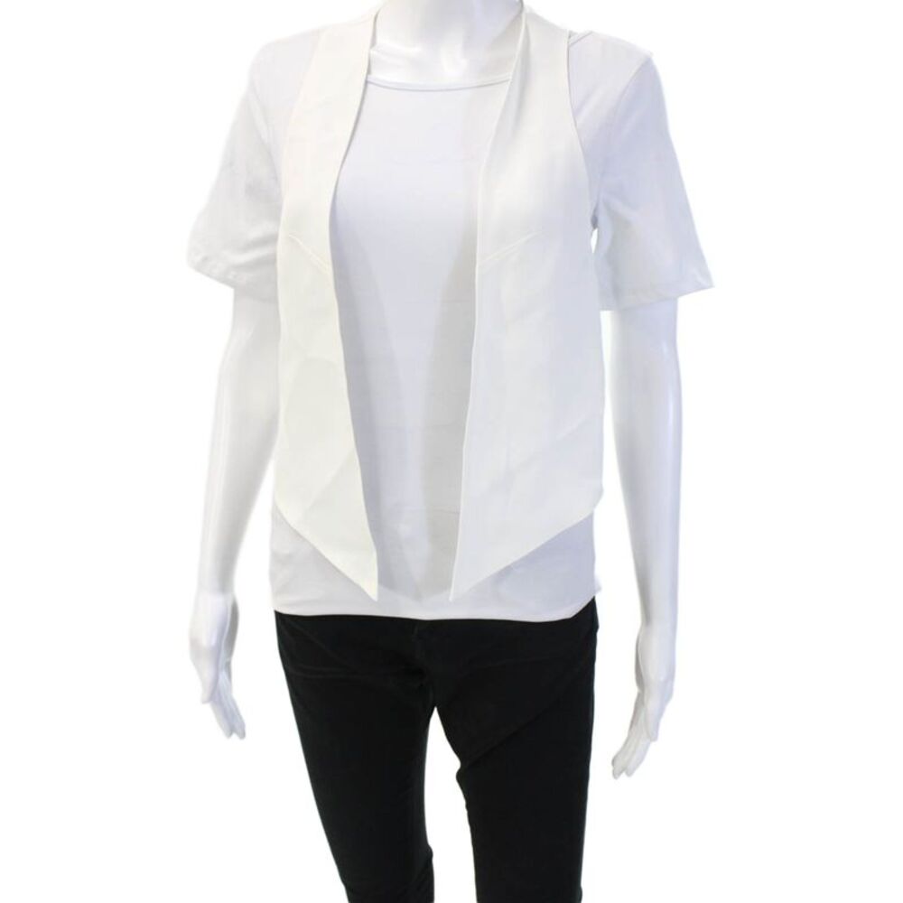 Adriana Iglesias Women Sleeveless Viscose White Solid Vest Size XS